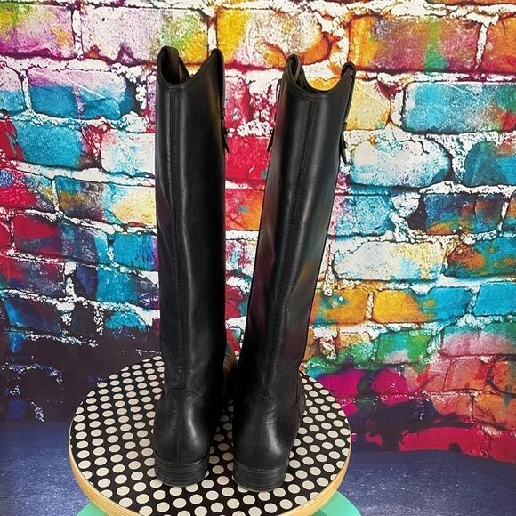 Frye & Co Tania Black Leather Pull On Tall Riding Boots Equestrain Size 6 1/2 - Picture 16 of 16